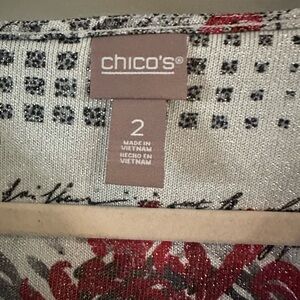 Chico's Black and Red Patterned Blouse